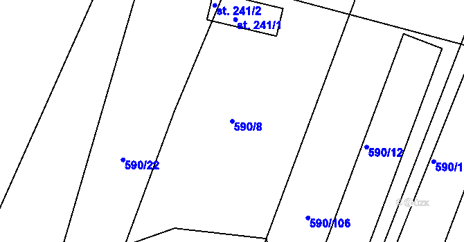 Parcela st. 590/8 v KÚ Dlouhá Brtnice, Katastrální mapa