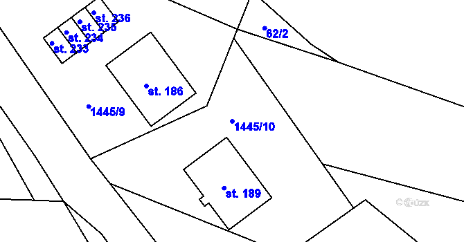 Parcela st. 1445/10 v KÚ Dlouhá Brtnice, Katastrální mapa