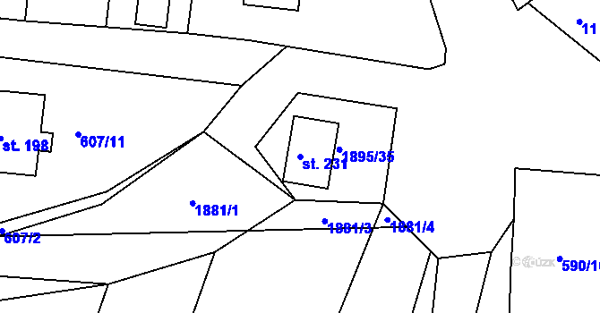 Parcela st. 231 v KÚ Dlouhá Brtnice, Katastrální mapa
