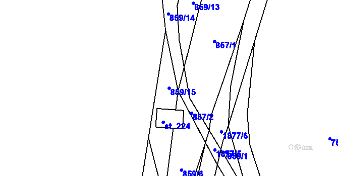 Parcela st. 859/15 v KÚ Dlouhá Brtnice, Katastrální mapa