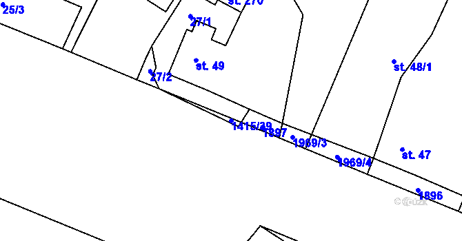 Parcela st. 1415/39 v KÚ Dlouhá Lhota u Mladé Boleslavi, Katastrální mapa