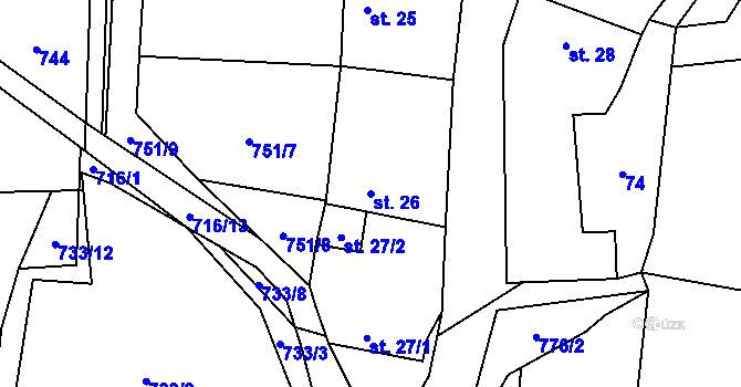Parcela st. 26 v KÚ Dlouhá Lhota u Dobříše, Katastrální mapa