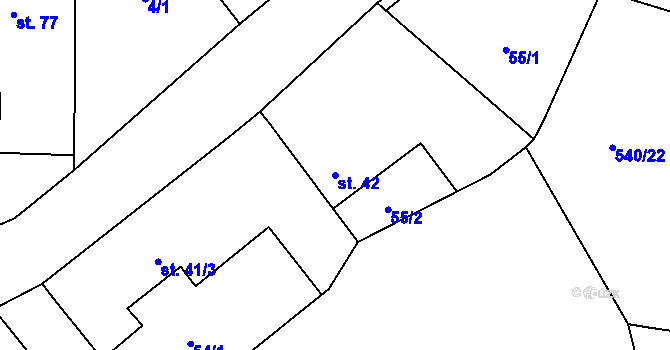 Parcela st. 42 v KÚ Dlouhá Lhota u Dobříše, Katastrální mapa