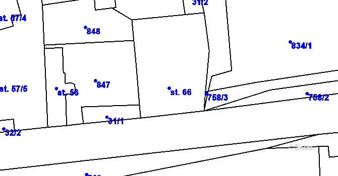 Parcela st. 66 v KÚ Dlouhá Lhota u Dobříše, Katastrální mapa