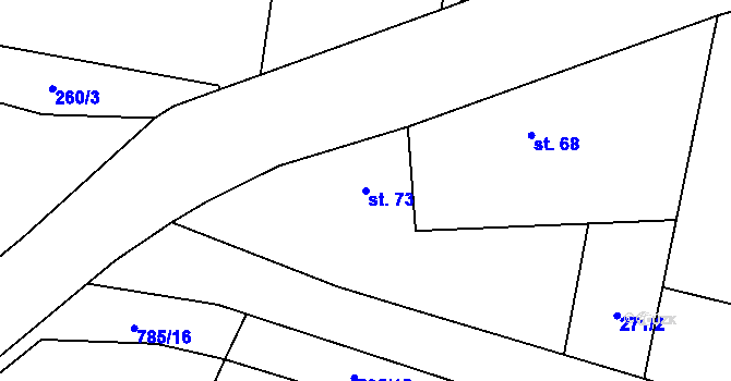Parcela st. 73 v KÚ Dlouhá Lhota u Dobříše, Katastrální mapa