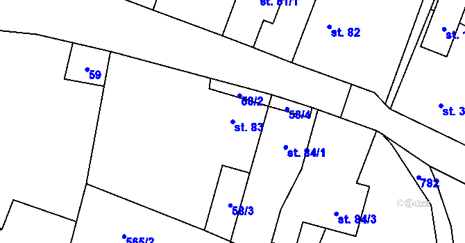 Parcela st. 83 v KÚ Dlouhá Lhota u Dobříše, Katastrální mapa