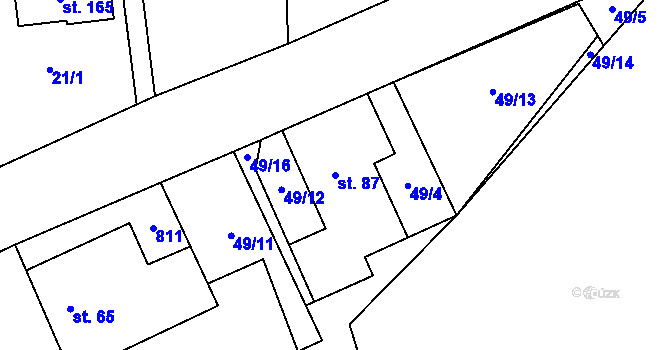 Parcela st. 87 v KÚ Dlouhá Lhota u Dobříše, Katastrální mapa
