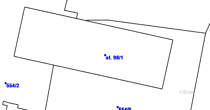 Parcela st. 98/1 v KÚ Dlouhá Lhota u Dobříše, Katastrální mapa