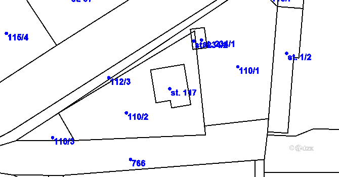 Parcela st. 117 v KÚ Dlouhá Lhota u Dobříše, Katastrální mapa