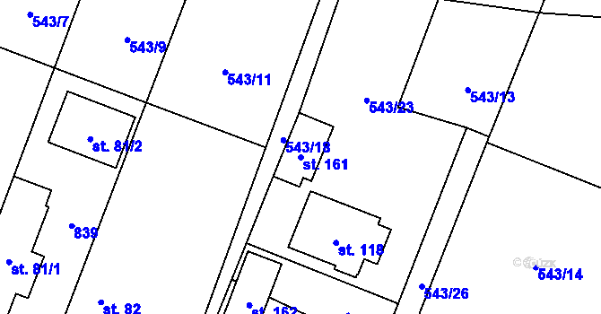 Parcela st. 161 v KÚ Dlouhá Lhota u Dobříše, Katastrální mapa