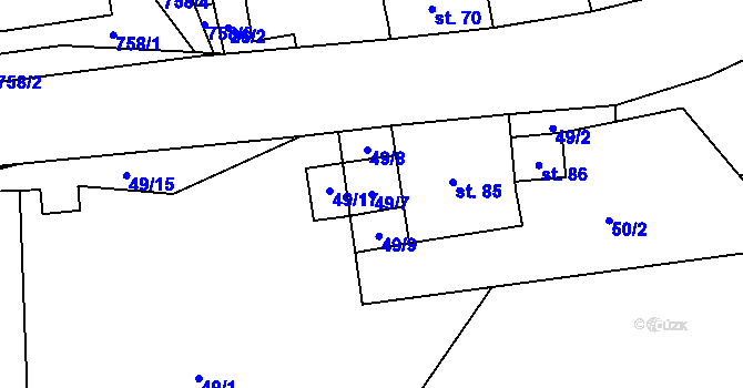 Parcela st. 49/7 v KÚ Dlouhá Lhota u Dobříše, Katastrální mapa