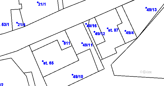 Parcela st. 49/11 v KÚ Dlouhá Lhota u Dobříše, Katastrální mapa