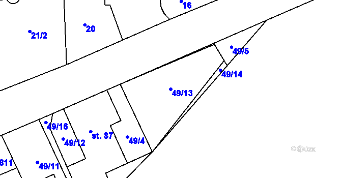 Parcela st. 49/13 v KÚ Dlouhá Lhota u Dobříše, Katastrální mapa