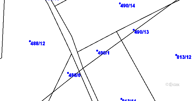 Parcela st. 490/1 v KÚ Dlouhá Lhota u Dobříše, Katastrální mapa