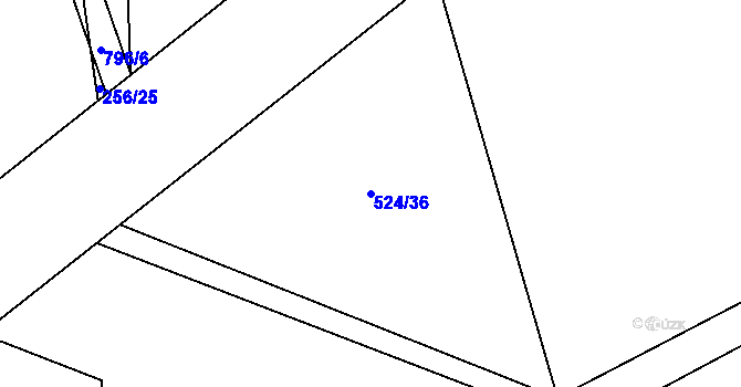 Parcela st. 524/36 v KÚ Dlouhá Lhota u Dobříše, Katastrální mapa