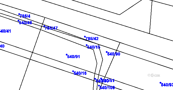 Parcela st. 540/15 v KÚ Dlouhá Lhota u Dobříše, Katastrální mapa