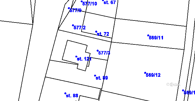 Parcela st. 577/3 v KÚ Dlouhá Lhota u Dobříše, Katastrální mapa