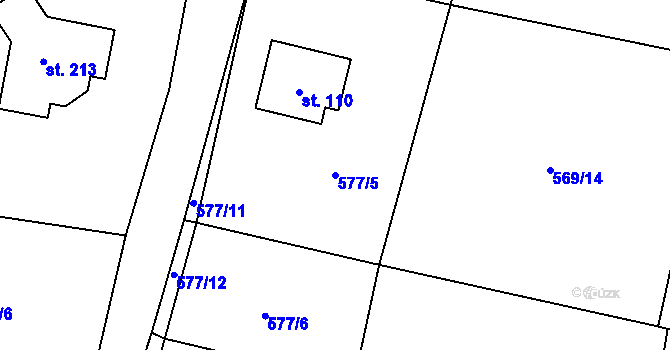 Parcela st. 577/5 v KÚ Dlouhá Lhota u Dobříše, Katastrální mapa