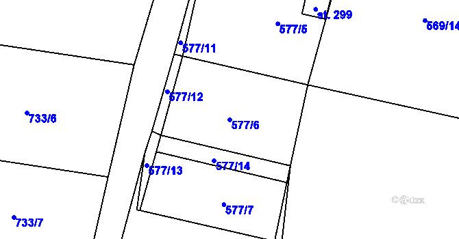 Parcela st. 577/6 v KÚ Dlouhá Lhota u Dobříše, Katastrální mapa