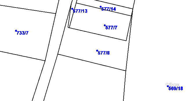 Parcela st. 577/8 v KÚ Dlouhá Lhota u Dobříše, Katastrální mapa