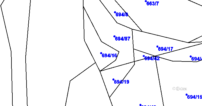 Parcela st. 694/16 v KÚ Dlouhá Lhota u Dobříše, Katastrální mapa
