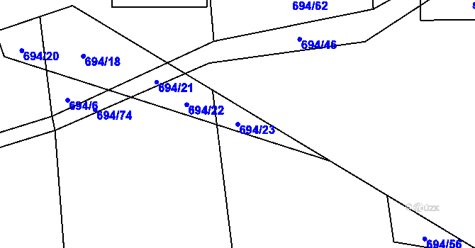 Parcela st. 694/23 v KÚ Dlouhá Lhota u Dobříše, Katastrální mapa