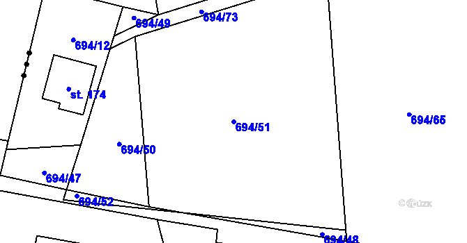 Parcela st. 694/51 v KÚ Dlouhá Lhota u Dobříše, Katastrální mapa