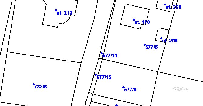 Parcela st. 577/11 v KÚ Dlouhá Lhota u Dobříše, Katastrální mapa