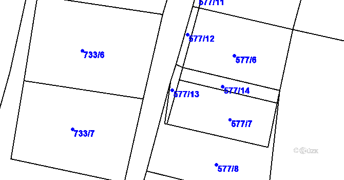 Parcela st. 577/13 v KÚ Dlouhá Lhota u Dobříše, Katastrální mapa