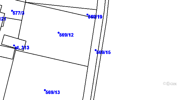Parcela st. 569/15 v KÚ Dlouhá Lhota u Dobříše, Katastrální mapa