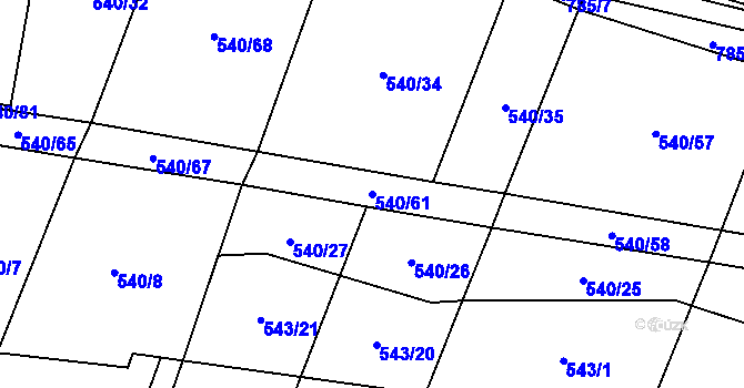 Parcela st. 540/61 v KÚ Dlouhá Lhota u Dobříše, Katastrální mapa