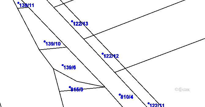 Parcela st. 122/12 v KÚ Dlouhá Lhota u Dobříše, Katastrální mapa