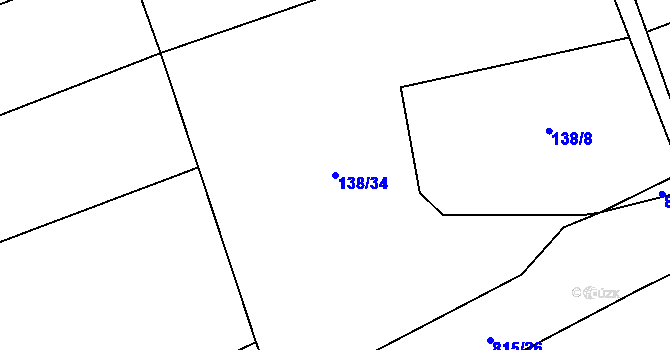 Parcela st. 138/34 v KÚ Dlouhá Lhota u Dobříše, Katastrální mapa