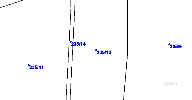 Parcela st. 235/10 v KÚ Dlouhá Lhota u Dobříše, Katastrální mapa