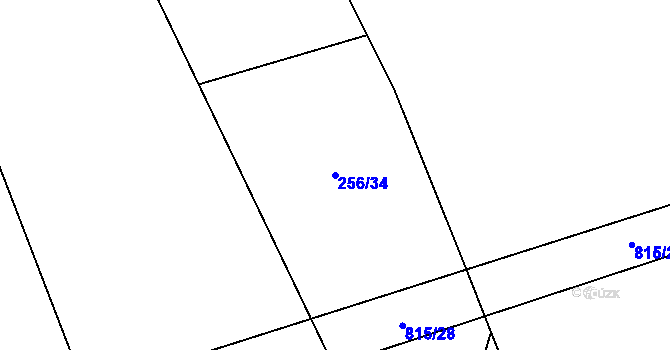 Parcela st. 256/34 v KÚ Dlouhá Lhota u Dobříše, Katastrální mapa