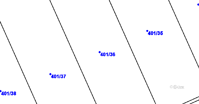 Parcela st. 401/36 v KÚ Dlouhá Lhota u Dobříše, Katastrální mapa