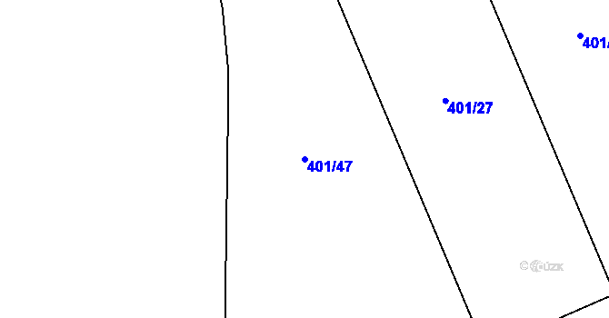 Parcela st. 401/47 v KÚ Dlouhá Lhota u Dobříše, Katastrální mapa