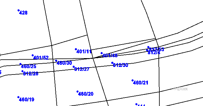 Parcela st. 401/48 v KÚ Dlouhá Lhota u Dobříše, Katastrální mapa