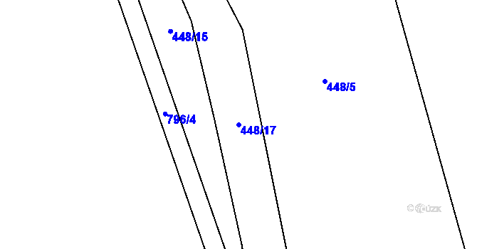 Parcela st. 448/17 v KÚ Dlouhá Lhota u Dobříše, Katastrální mapa