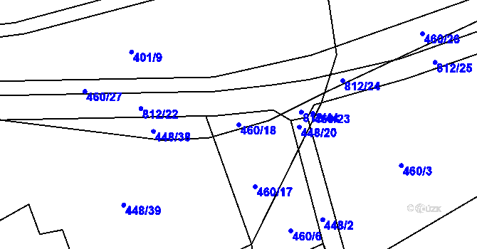 Parcela st. 460/18 v KÚ Dlouhá Lhota u Dobříše, Katastrální mapa