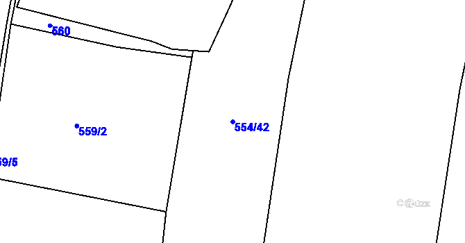 Parcela st. 554/42 v KÚ Dlouhá Lhota u Dobříše, Katastrální mapa