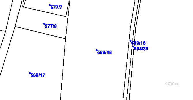 Parcela st. 569/18 v KÚ Dlouhá Lhota u Dobříše, Katastrální mapa