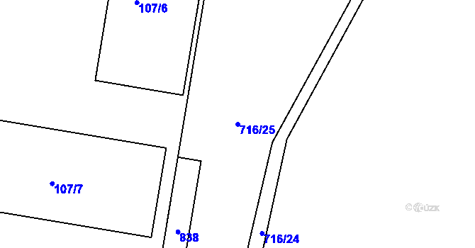 Parcela st. 716/25 v KÚ Dlouhá Lhota u Dobříše, Katastrální mapa