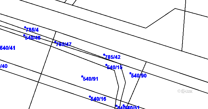 Parcela st. 785/42 v KÚ Dlouhá Lhota u Dobříše, Katastrální mapa