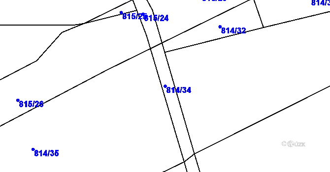 Parcela st. 814/34 v KÚ Dlouhá Lhota u Dobříše, Katastrální mapa