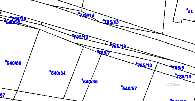 Parcela st. 785/7 v KÚ Dlouhá Lhota u Dobříše, Katastrální mapa
