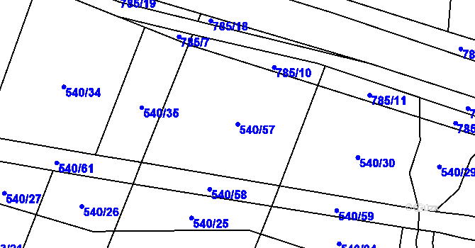 Parcela st. 540/57 v KÚ Dlouhá Lhota u Dobříše, Katastrální mapa