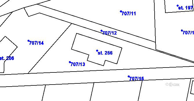 Parcela st. 256 v KÚ Dlouhá Lhota u Dobříše, Katastrální mapa
