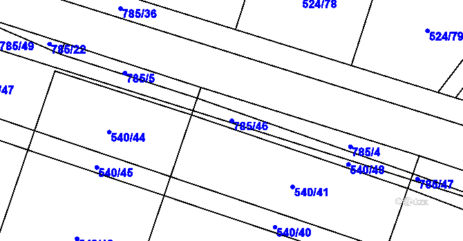Parcela st. 785/46 v KÚ Dlouhá Lhota u Dobříše, Katastrální mapa