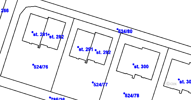 Parcela st. 292 v KÚ Dlouhá Lhota u Dobříše, Katastrální mapa